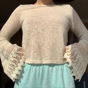 Vintage Cream Beige Slightly Cropped Top